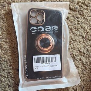 Black and Gold iPhone Case with Ring Holder